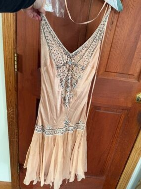 Sue Wong 100% Silk Beaded Vintage Inspired Flapper Dress